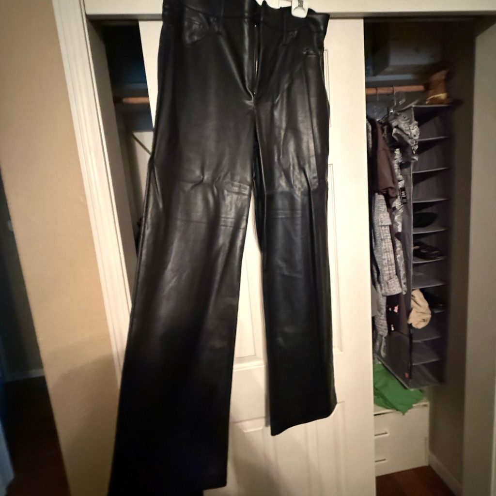 Express Black Faux Leather Trousers